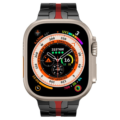 Steel Watch Band For Apple Watch Series 8&7 41mm / SE 2&6&SE&5&4 40mm / 3&2&1 38mm(Black Red) - Watch Bands by buy2fix | Online Shopping UK | buy2fix