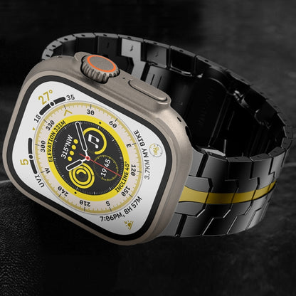 Steel Watch Band For Apple Watch Series 8&7 41mm / SE 2&6&SE&5&4 40mm / 3&2&1 38mm(Black Gold) by buy2fix