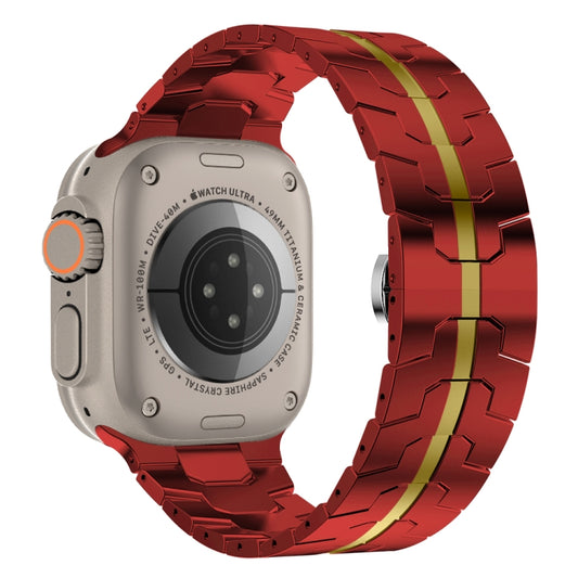 Steel Watch Band For Apple Watch Series 8&7 41mm / SE 2&6&SE&5&4 40mm / 3&2&1 38mm(Red Gold) - Watch Bands by buy2fix | Online Shopping UK | buy2fix