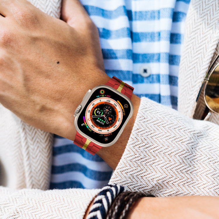 Steel Watch Band For Apple Watch Series 8&7 41mm / SE 2&6&SE&5&4 40mm / 3&2&1 38mm(Red Gold) by buy2fix