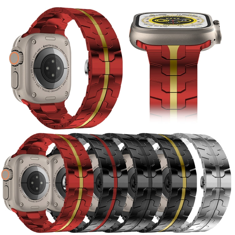 Steel Watch Band For Apple Watch Series 8&7 41mm / SE 2&6&SE&5&4 40mm / 3&2&1 38mm(Black Gold) by buy2fix