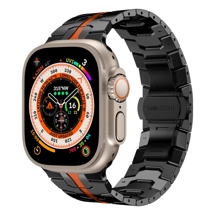 Steel Watch Band For Apple Watch Ultra 49mm / Series 8&7 45mm / SE 2&6&SE&5&4 44mm / 3&2&1 42mm(Black Red) - Watch Bands by buy2fix | Online Shopping UK | buy2fix
