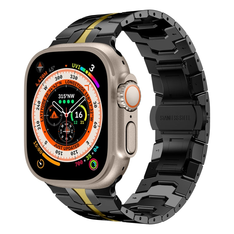 Steel Watch Band For Apple Watch Ultra 49mm / Series 8&7 45mm / SE 2&6&SE&5&4 44mm / 3&2&1 42mm(Black Gold) - Watch Bands by buy2fix | Online Shopping UK | buy2fix