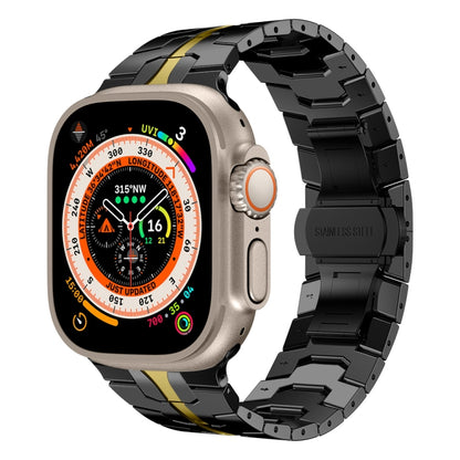 Steel Watch Band For Apple Watch Ultra 49mm / Series 8&7 45mm / SE 2&6&SE&5&4 44mm / 3&2&1 42mm(Black Gold) - Watch Bands by buy2fix | Online Shopping UK | buy2fix