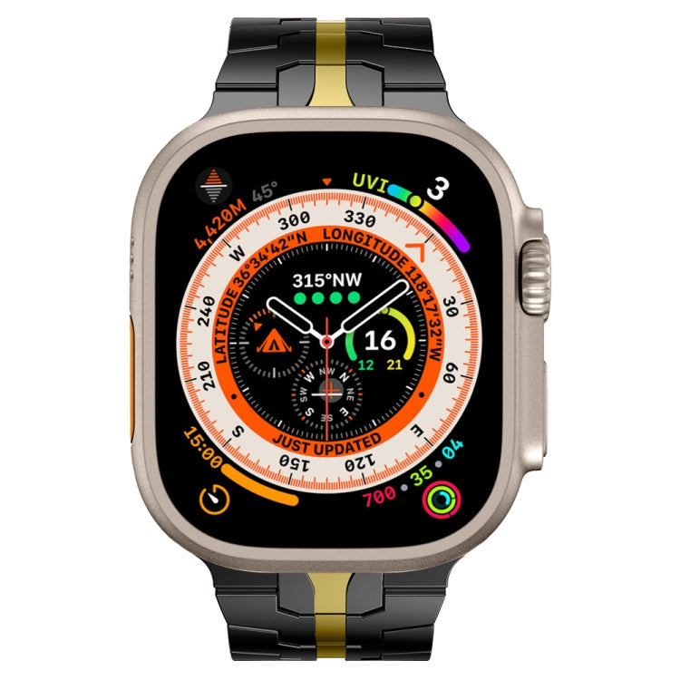 Steel Watch Band For Apple Watch Ultra 49mm / Series 8&7 45mm / SE 2&6&SE&5&4 44mm / 3&2&1 42mm(Black Gold) - Watch Bands by buy2fix | Online Shopping UK | buy2fix