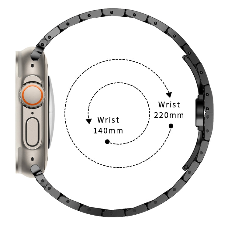 Steel Watch Band For Apple Watch Ultra 49mm / Series 8&7 45mm / SE 2&6&SE&5&4 44mm / 3&2&1 42mm(Black Gold) - Watch Bands by buy2fix | Online Shopping UK | buy2fix