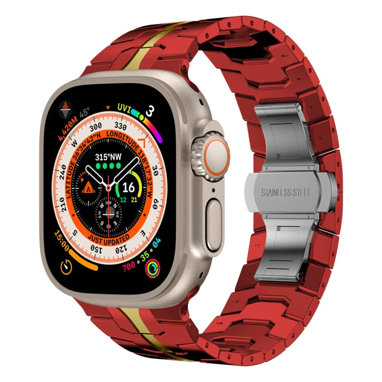 Steel Watch Band For Apple Watch Ultra 49mm / Series 8&7 45mm / SE 2&6&SE&5&4 44mm / 3&2&1 42mm(Red Gold) - Watch Bands by buy2fix | Online Shopping UK | buy2fix