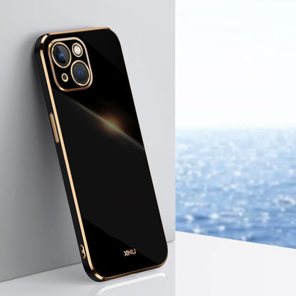 For iPhone 14 XINLI Straight Edge 6D Electroplate TPU Phone Case(Black) - iPhone 14 Cases by XINLI | Online Shopping UK | buy2fix