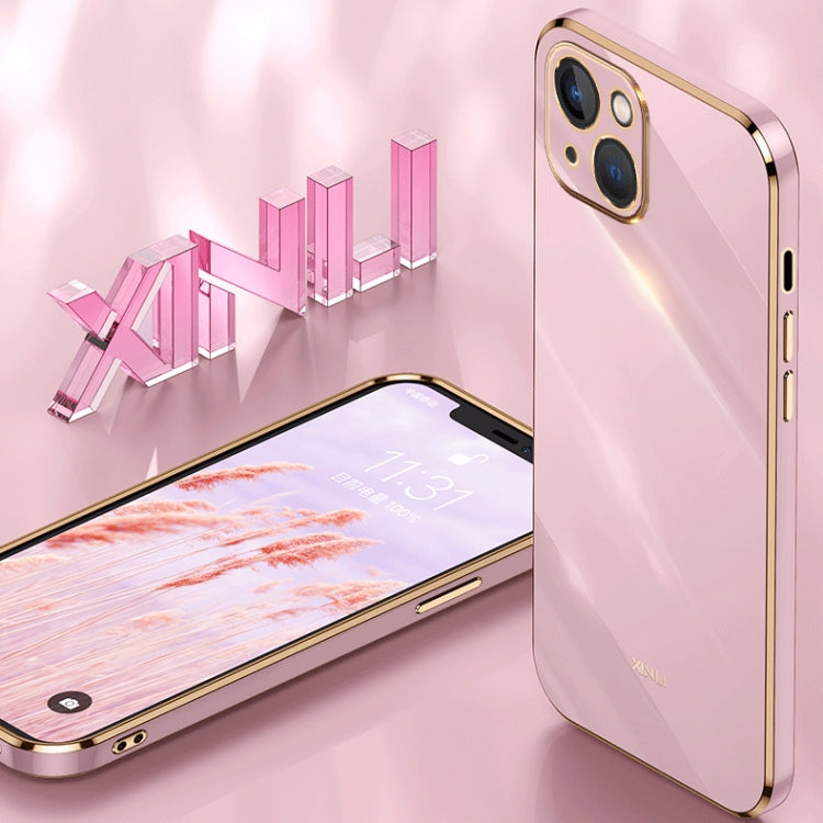 For iPhone 14 XINLI Straight Edge 6D Electroplate TPU Phone Case(Black) - iPhone 14 Cases by XINLI | Online Shopping UK | buy2fix