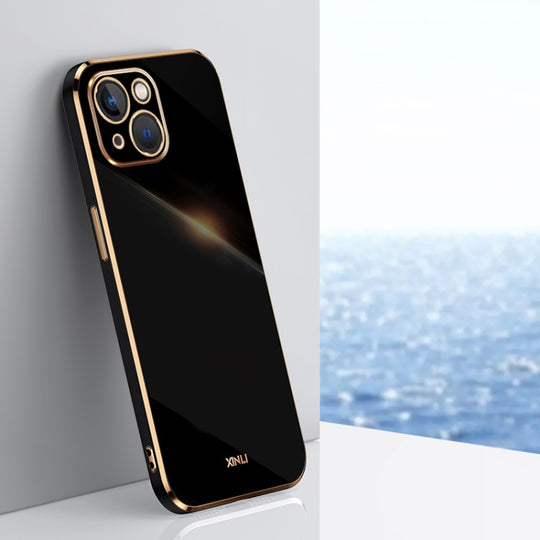 For iPhone 14 Plus XINLI Straight Edge 6D Electroplate TPU Phone Case(Black)