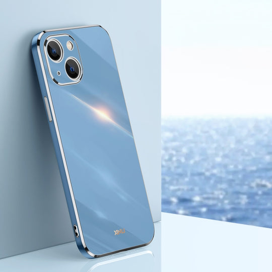 For iPhone 13 XINLI Straight Edge 6D Electroplate TPU Phone Case(Celestial Blue)