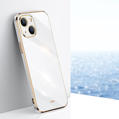 For iPhone 13 XINLI Straight Edge 6D Electroplate TPU Phone Case(White) - iPhone 13 Cases by XINLI | Online Shopping UK | buy2fix