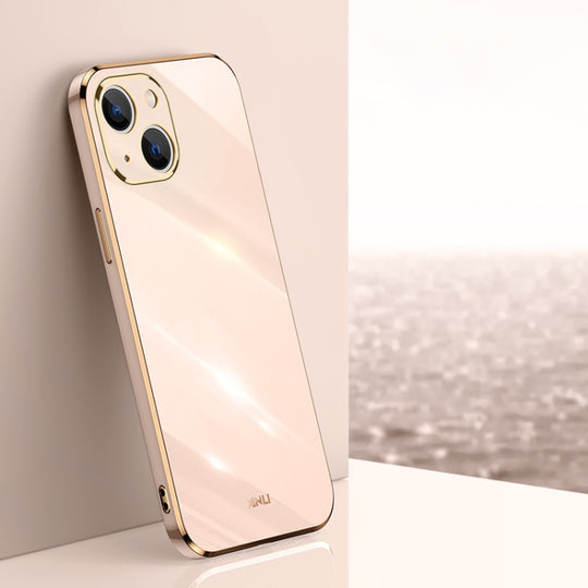 For iPhone 13 XINLI Straight Edge 6D Electroplate TPU Phone Case(Pink)