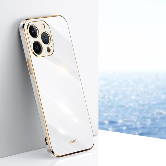 For iPhone 13 Pro XINLI Straight Edge 6D Electroplate TPU Phone Case(White) - iPhone 13 Pro Cases by XINLI | Online Shopping UK | buy2fix