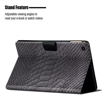 For Samsung Galaxy Tab A8 Solid Color Crocodile Texture Leather Smart Tablet Case(Black) - Other Galaxy Tab PC by buy2fix | Online Shopping UK | buy2fix