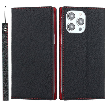 For iPhone 14 Pro Max Litchi Texture Genuine Leather Phone Case(Black) - iPhone 14 Pro Max Cases by buy2fix | Online Shopping UK | buy2fix