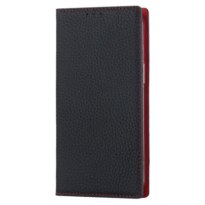 For iPhone 14 Litchi Texture Genuine Leather Phone Case(Black) - iPhone 14 Cases by buy2fix | Online Shopping UK | buy2fix