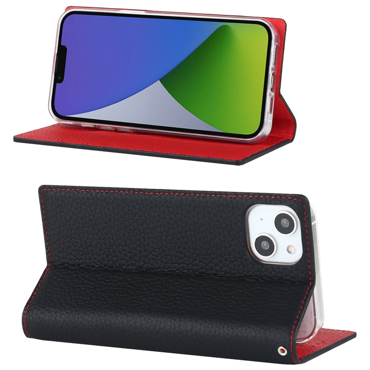 For iPhone 14 Litchi Texture Genuine Leather Phone Case(Black) - iPhone 14 Cases by buy2fix | Online Shopping UK | buy2fix