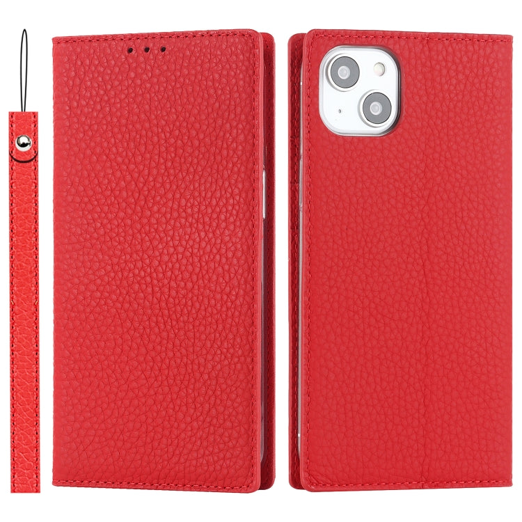 For iPhone 14 Litchi Texture Genuine Leather Phone Case(Red) - iPhone 14 Cases by buy2fix | Online Shopping UK | buy2fix