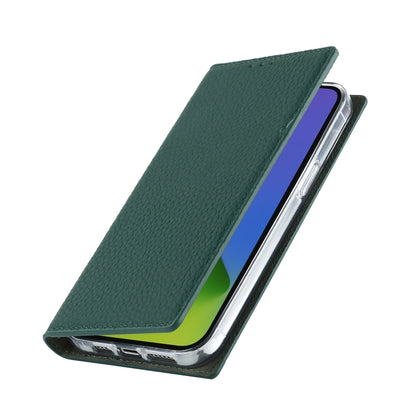 For iPhone 14 Litchi Texture Genuine Leather Phone Case(Dark Green) - iPhone 14 Cases by buy2fix | Online Shopping UK | buy2fix