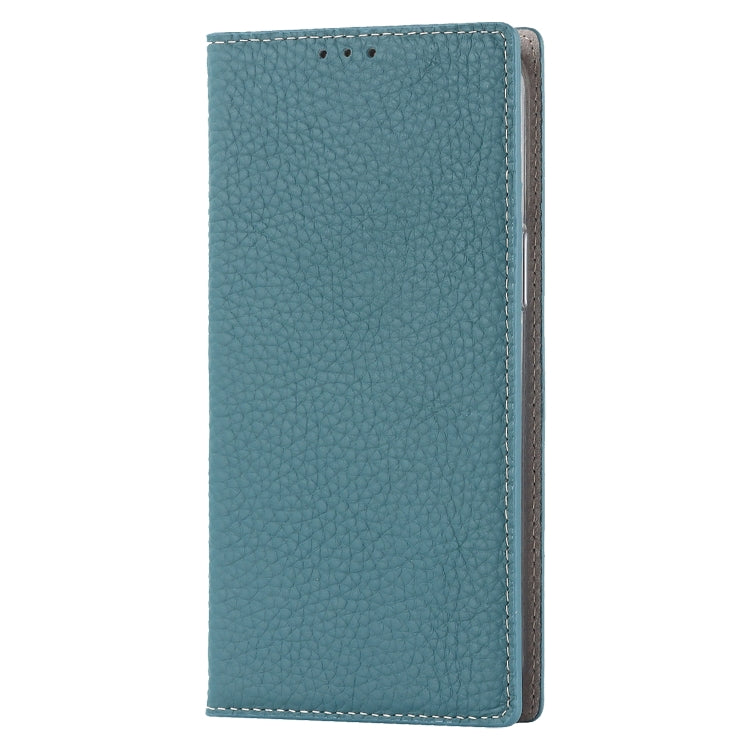 For iPhone 14 Litchi Texture Genuine Leather Phone Case(Sky Blue) - iPhone 14 Cases by buy2fix | Online Shopping UK | buy2fix