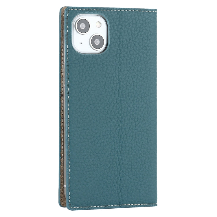 For iPhone 14 Litchi Texture Genuine Leather Phone Case(Sky Blue) - iPhone 14 Cases by buy2fix | Online Shopping UK | buy2fix