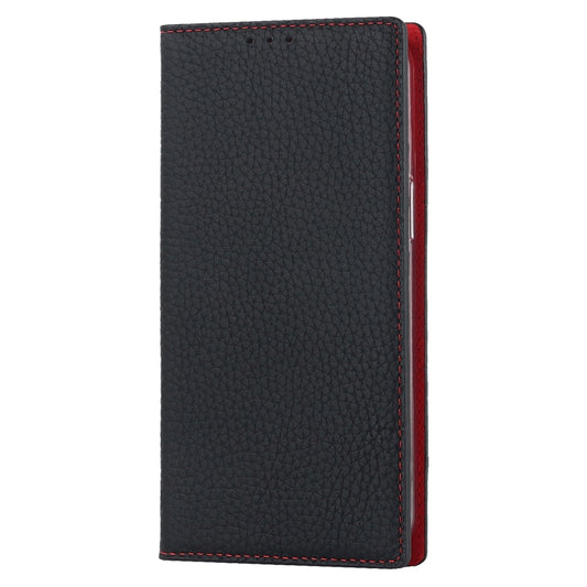 For iPhone 14 Plus Litchi Texture Genuine Leather Phone Case(Black) - iPhone 14 Plus Cases by buy2fix | Online Shopping UK | buy2fix