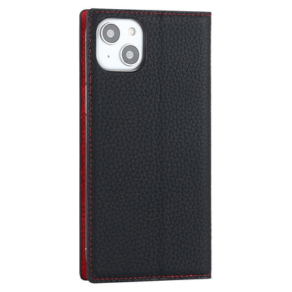 For iPhone 14 Plus Litchi Texture Genuine Leather Phone Case(Black) - iPhone 14 Plus Cases by buy2fix | Online Shopping UK | buy2fix
