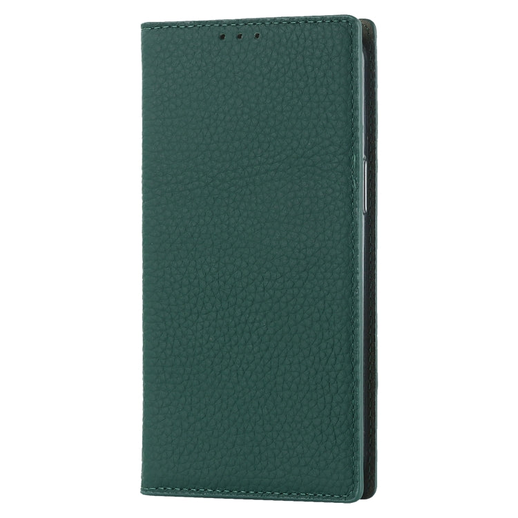 For iPhone 14 Plus Litchi Texture Genuine Leather Phone Case(Dark Green) - iPhone 14 Plus Cases by buy2fix | Online Shopping UK | buy2fix
