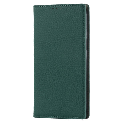 For iPhone 14 Plus Litchi Texture Genuine Leather Phone Case(Dark Green) - iPhone 14 Plus Cases by buy2fix | Online Shopping UK | buy2fix