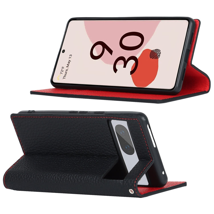 For Google Pixel 7 5G Litchi Texture Genuine Leather Phone Case(Black) - Google Cases by buy2fix | Online Shopping UK | buy2fix
