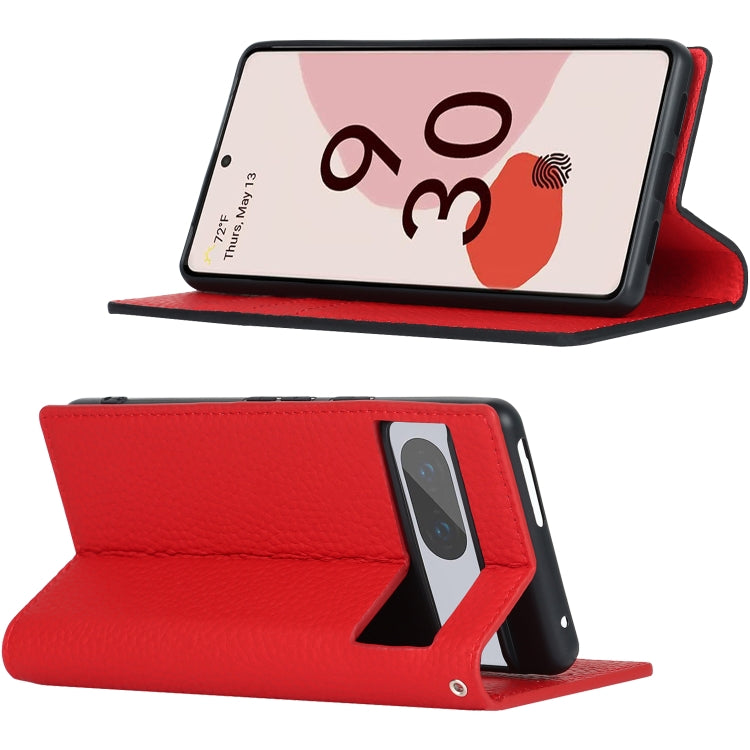 For Google Pixel 7 5G Litchi Texture Genuine Leather Phone Case(Red) - Google Cases by buy2fix | Online Shopping UK | buy2fix
