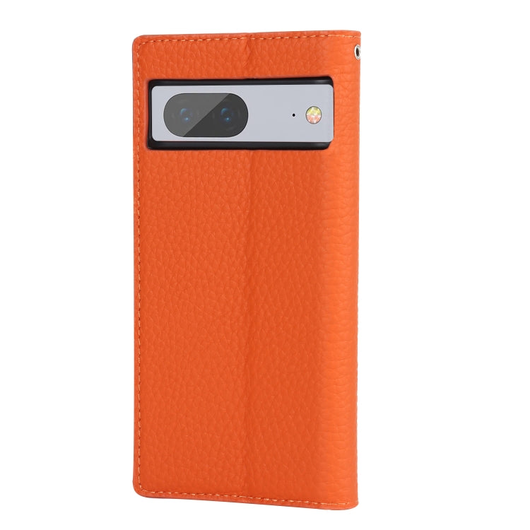 For Google Pixel 7 5G Litchi Texture Genuine Leather Phone Case(Orange) - Google Cases by buy2fix | Online Shopping UK | buy2fix