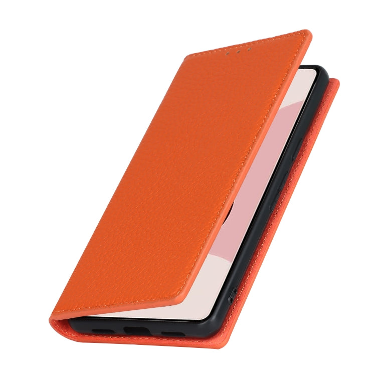 For Google Pixel 7 5G Litchi Texture Genuine Leather Phone Case(Orange) - Google Cases by buy2fix | Online Shopping UK | buy2fix