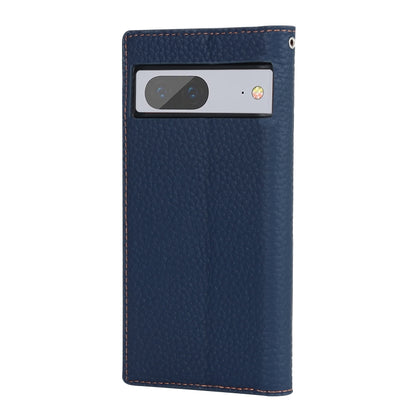 For Google Pixel 7 5G Litchi Texture Genuine Leather Phone Case(Dark Blue) - Google Cases by buy2fix | Online Shopping UK | buy2fix