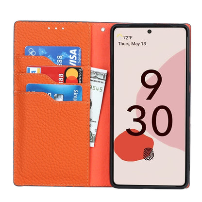 For Google Pixel 7 5G Litchi Texture Genuine Leather Phone Case(Dark Blue) - Google Cases by buy2fix | Online Shopping UK | buy2fix