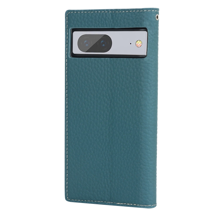 For Google Pixel 7 5G Litchi Texture Genuine Leather Phone Case(Sky Blue) - Google Cases by buy2fix | Online Shopping UK | buy2fix