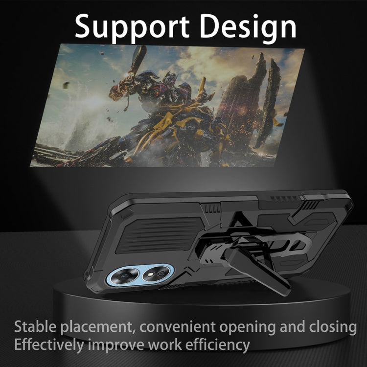 For OPPO A17 Armor Warrior Shockproof PC + TPU Phone Case(Black) by buy2fix