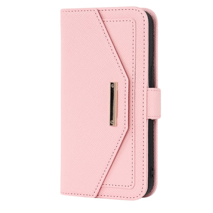 For iPhone 13 Pro Cross Texture Lanyard Leather Phone Case(Pink) - iPhone 13 Pro Cases by buy2fix | Online Shopping UK | buy2fix