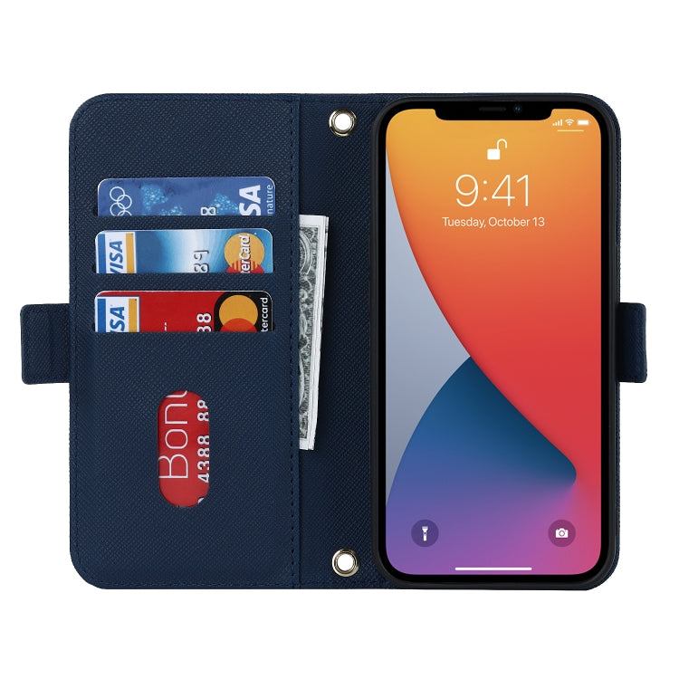 For iPhone 12 Pro Max Cross Texture Lanyard Leather Phone Case(Black) - iPhone 12 Pro Max Cases by buy2fix | Online Shopping UK | buy2fix