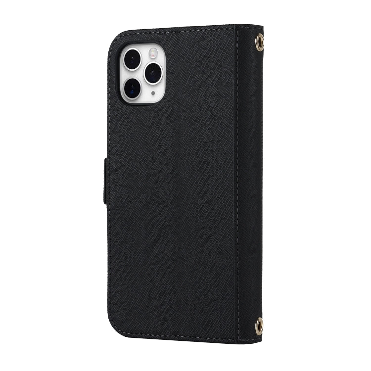 For iPhone 11 Pro Max Cross Texture Lanyard Leather Phone Case(Black) - iPhone 11 Pro Max Cases by buy2fix | Online Shopping UK | buy2fix