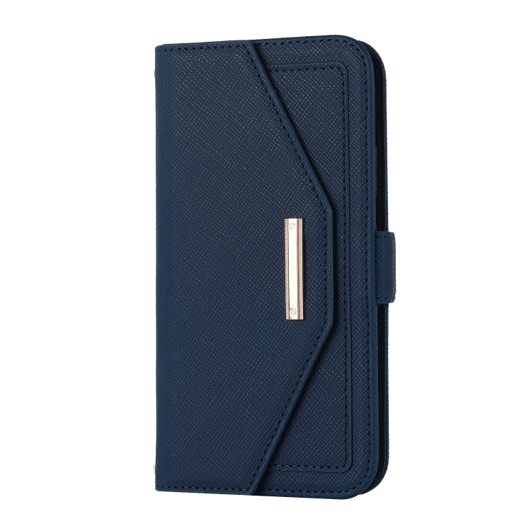 For iPhone 11 Pro Max Cross Texture Lanyard Leather Phone Case(Blue) - iPhone 11 Pro Max Cases by buy2fix | Online Shopping UK | buy2fix