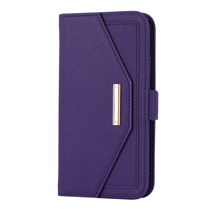 For iPhone 11 Pro Max Cross Texture Lanyard Leather Phone Case(Purple) - iPhone 11 Pro Max Cases by buy2fix | Online Shopping UK | buy2fix