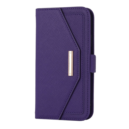 For iPhone 11 Pro Max Cross Texture Lanyard Leather Phone Case(Purple) - iPhone 11 Pro Max Cases by buy2fix | Online Shopping UK | buy2fix