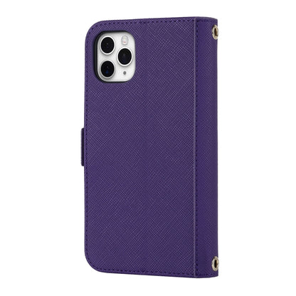 For iPhone 11 Pro Max Cross Texture Lanyard Leather Phone Case(Purple) - iPhone 11 Pro Max Cases by buy2fix | Online Shopping UK | buy2fix