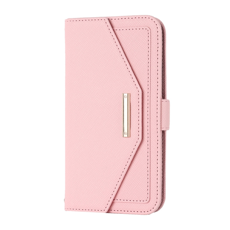 For iPhone 11 Pro Max Cross Texture Lanyard Leather Phone Case(Pink) - iPhone 11 Pro Max Cases by buy2fix | Online Shopping UK | buy2fix