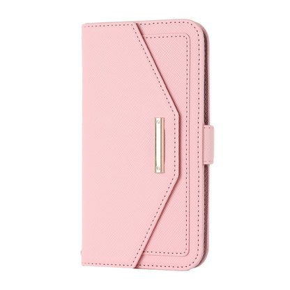 For iPhone 11 Pro Max Cross Texture Lanyard Leather Phone Case(Pink) - iPhone 11 Pro Max Cases by buy2fix | Online Shopping UK | buy2fix