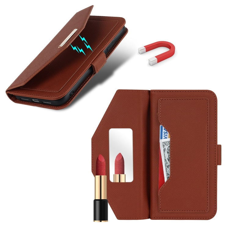 For iPhone 11 Cross Texture Lanyard Leather Phone Case(Brown) - iPhone 11 Cases by buy2fix | Online Shopping UK | buy2fix