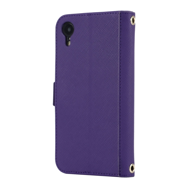 For iPhone XR Cross Texture Lanyard Leather Phone Case(Purple) - More iPhone Cases by buy2fix | Online Shopping UK | buy2fix