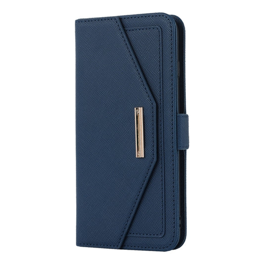 For iPhone 8 Plus / 7 Plus Cross Texture Lanyard Leather Phone Case(Blue) - More iPhone Cases by buy2fix | Online Shopping UK | buy2fix
